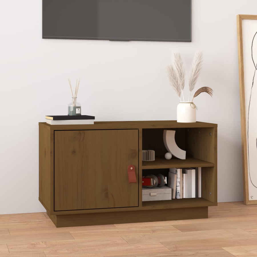 Tv-Meubel 70X34X40 Cm Massief Grenenhout Honingbruin