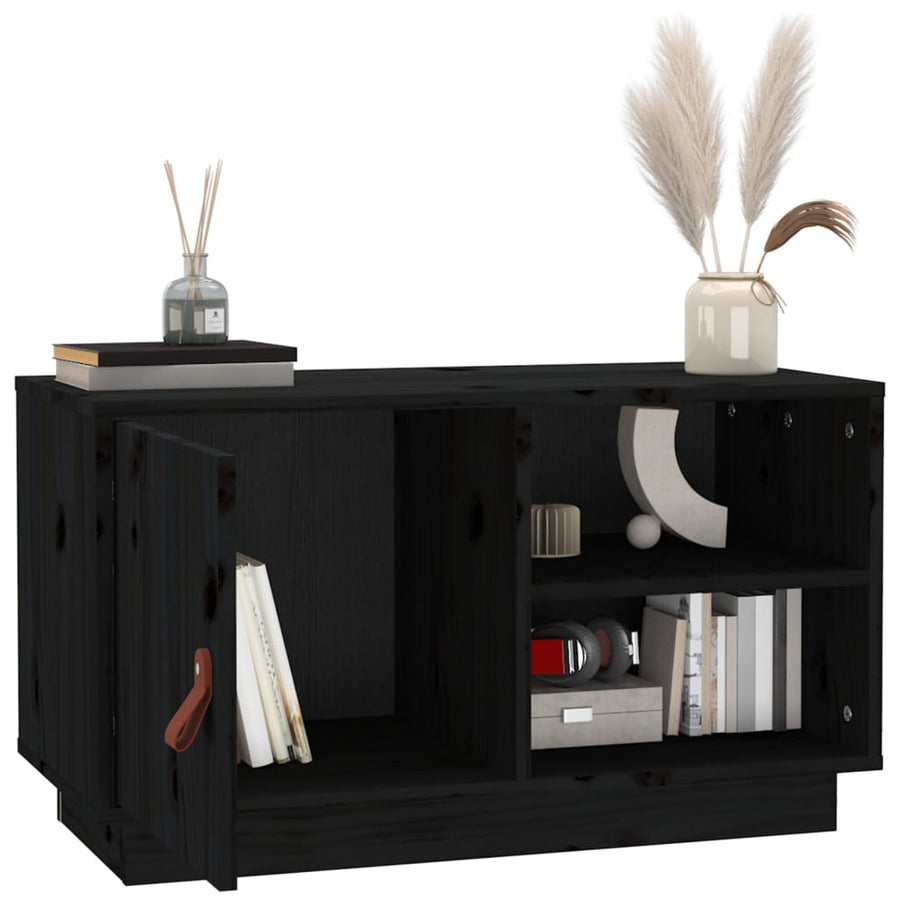 Tv-Meubel 70X34X40 Cm Massief Grenenhout Zwart