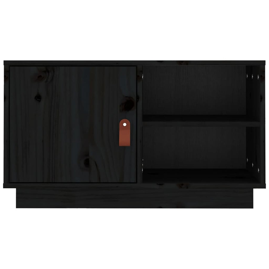 Tv-Meubel 70X34X40 Cm Massief Grenenhout Zwart