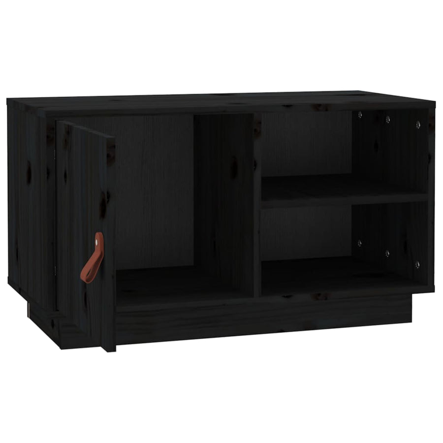 Tv-Meubel 70X34X40 Cm Massief Grenenhout Zwart