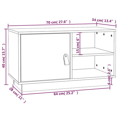 Tv-Meubel 70X34X40 Cm Massief Grenenhout Zwart