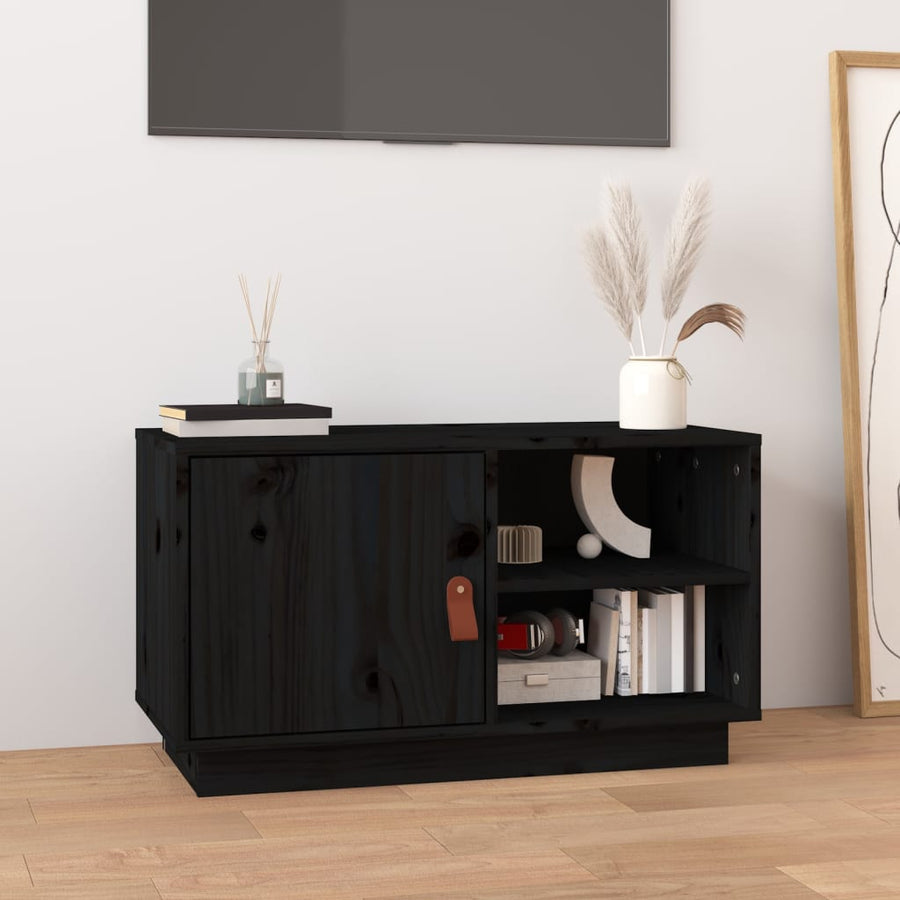 Tv-Meubel 70X34X40 Cm Massief Grenenhout Zwart
