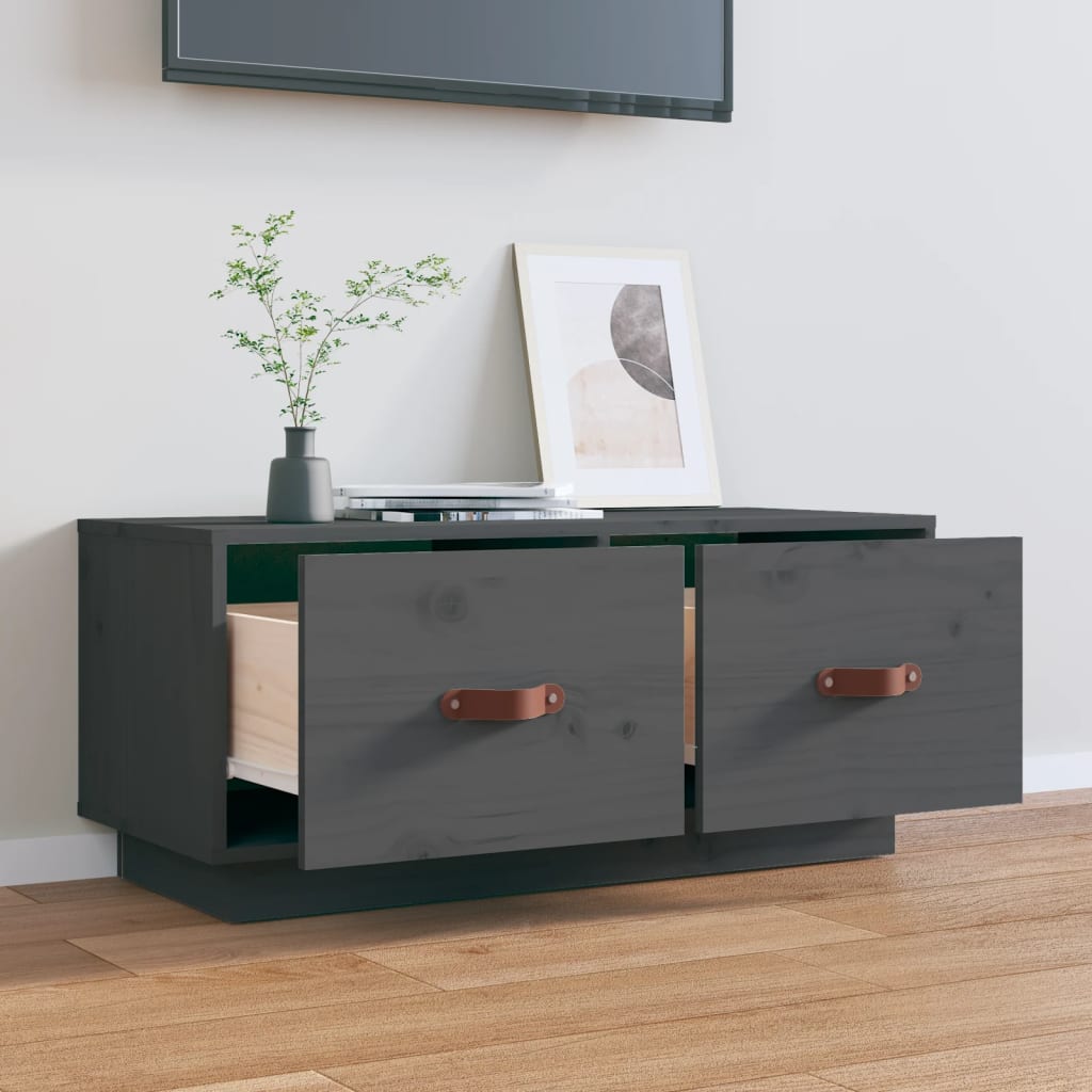Tv-Meubel 80X34X35 Cm Massief Grenenhout Grijs