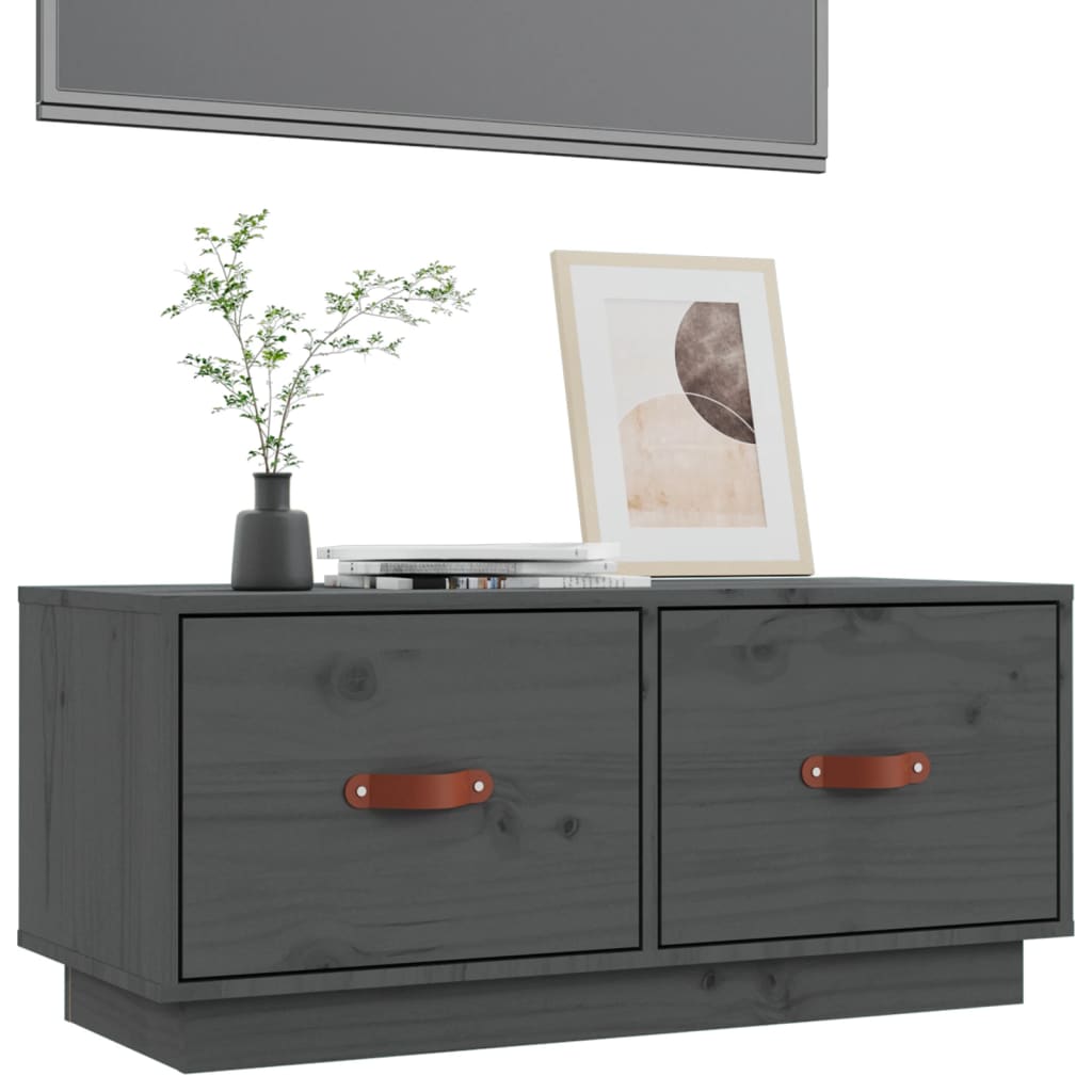 Tv-Meubel 80X34X35 Cm Massief Grenenhout Grijs
