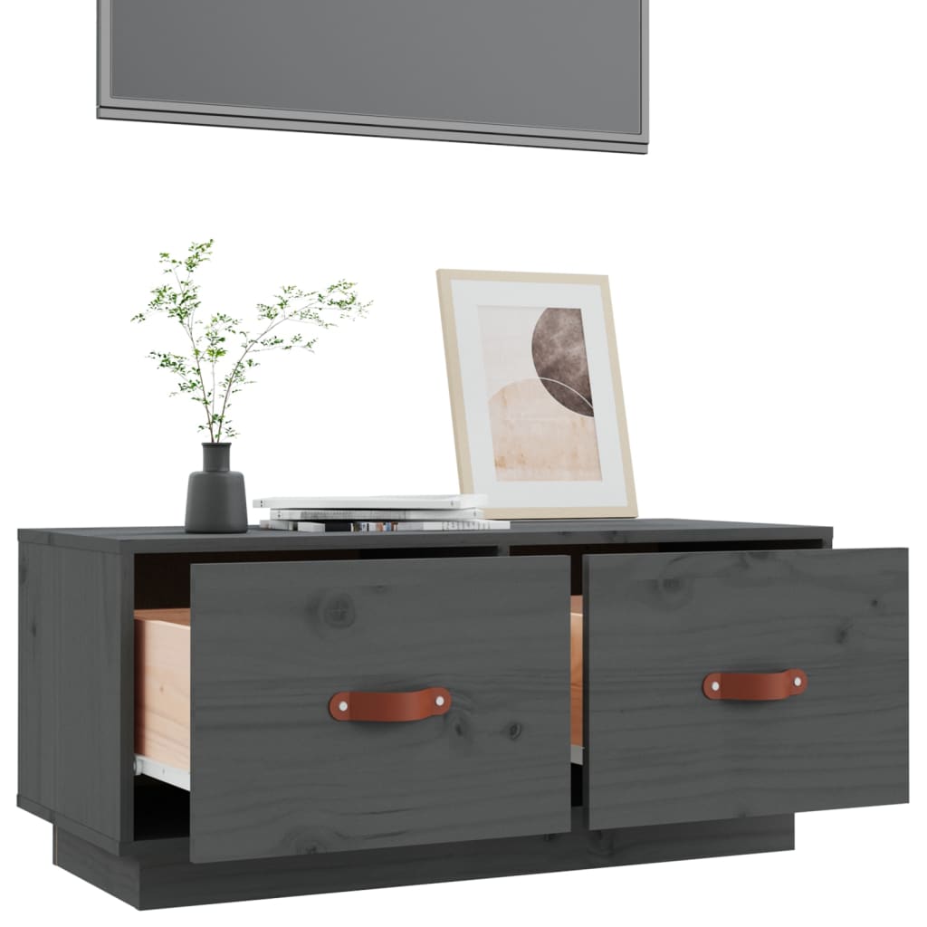 Tv-Meubel 80X34X35 Cm Massief Grenenhout Grijs