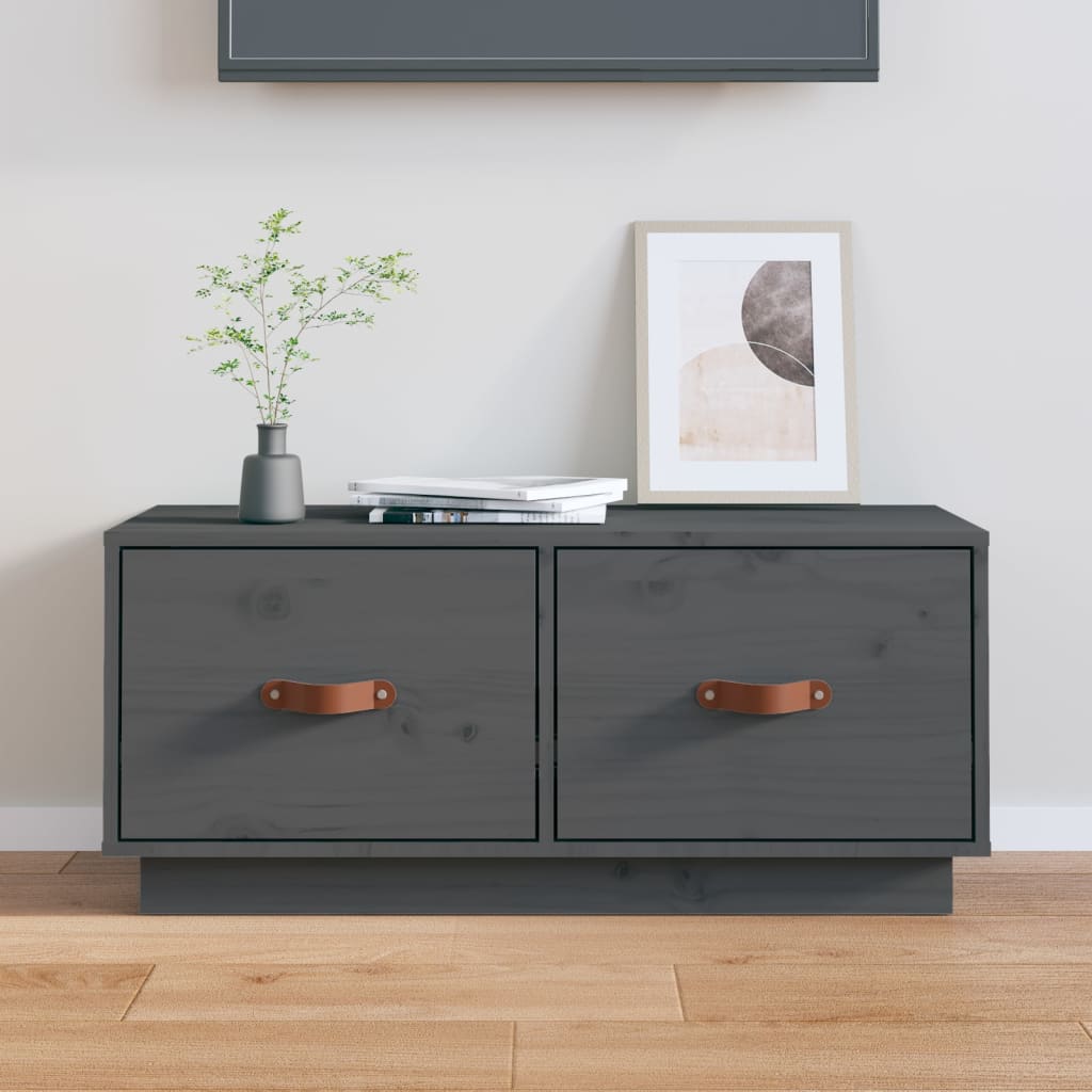 Tv-Meubel 80X34X35 Cm Massief Grenenhout Grijs