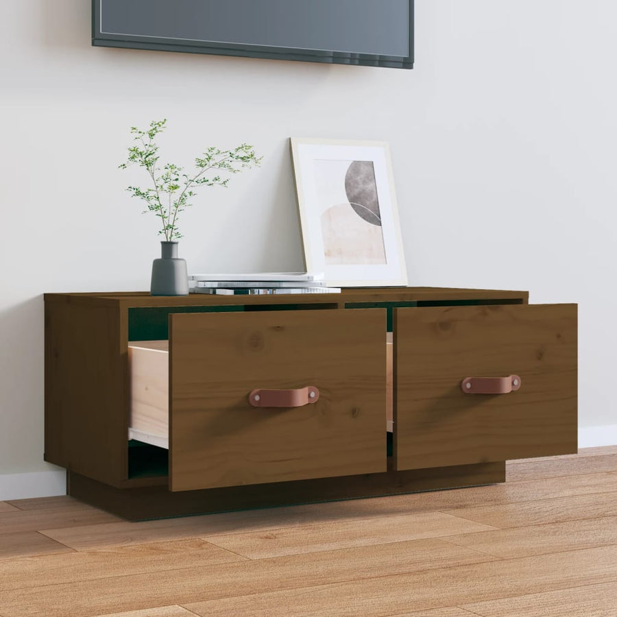 Tv-Meubel 80X34X35 Cm Massief Grenenhout Honingbruin