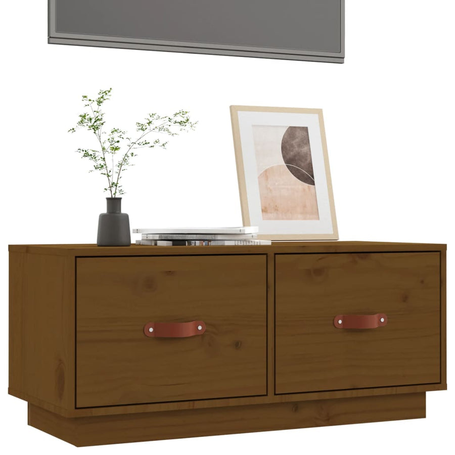 Tv-Meubel 80X34X35 Cm Massief Grenenhout Honingbruin