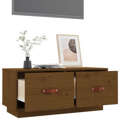 Tv-Meubel 80X34X35 Cm Massief Grenenhout Honingbruin