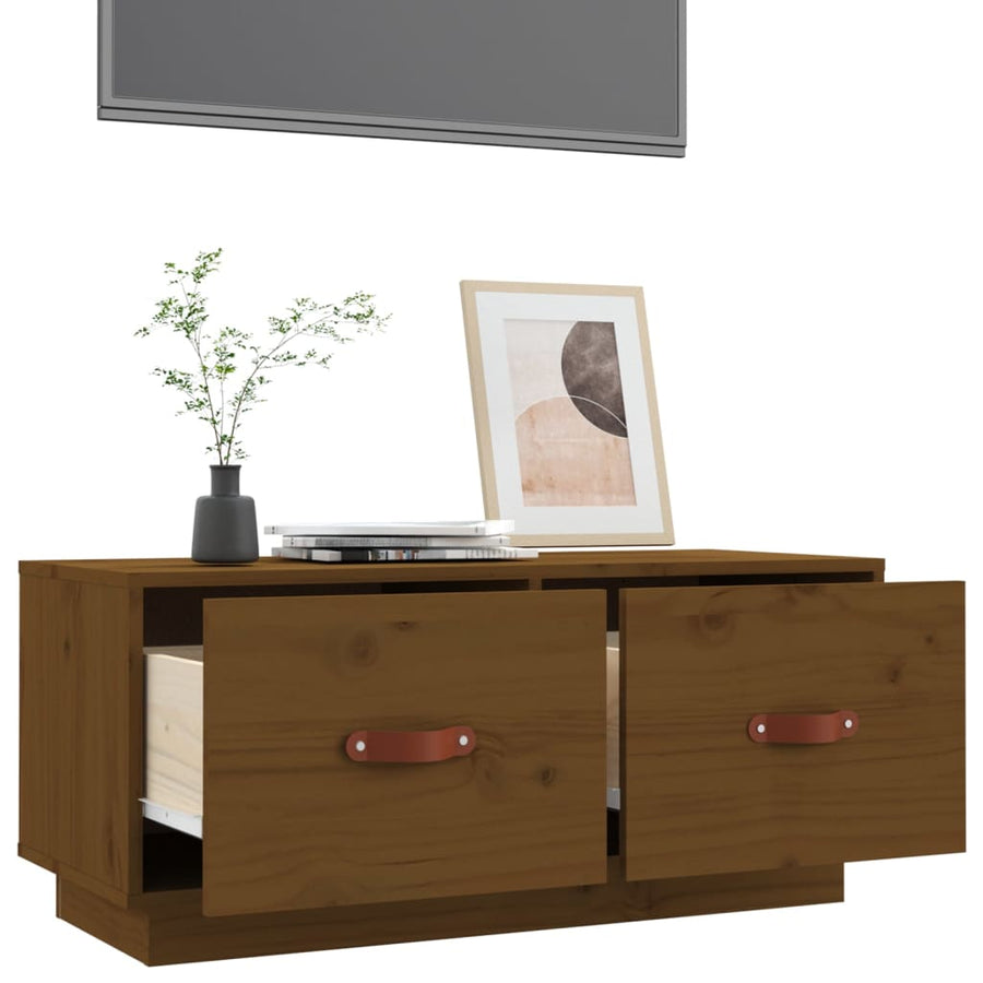 Tv-Meubel 80X34X35 Cm Massief Grenenhout Honingbruin