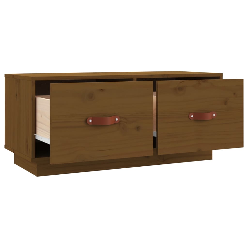 Tv-Meubel 80X34X35 Cm Massief Grenenhout Honingbruin