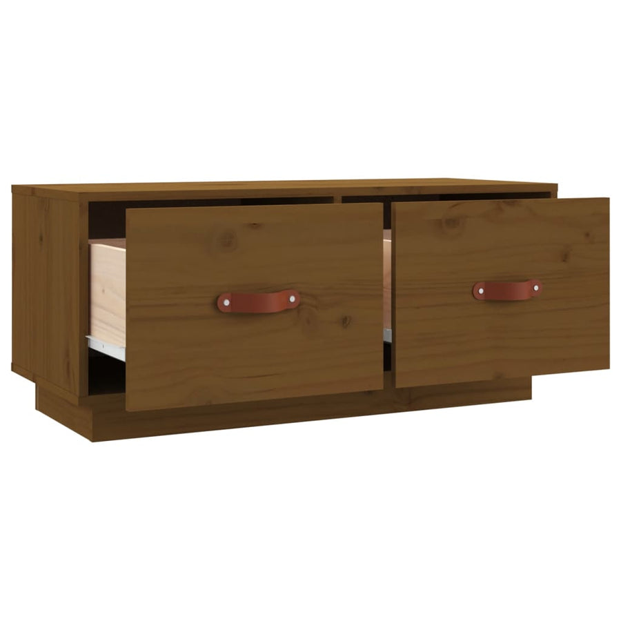 Tv-Meubel 80X34X35 Cm Massief Grenenhout Honingbruin