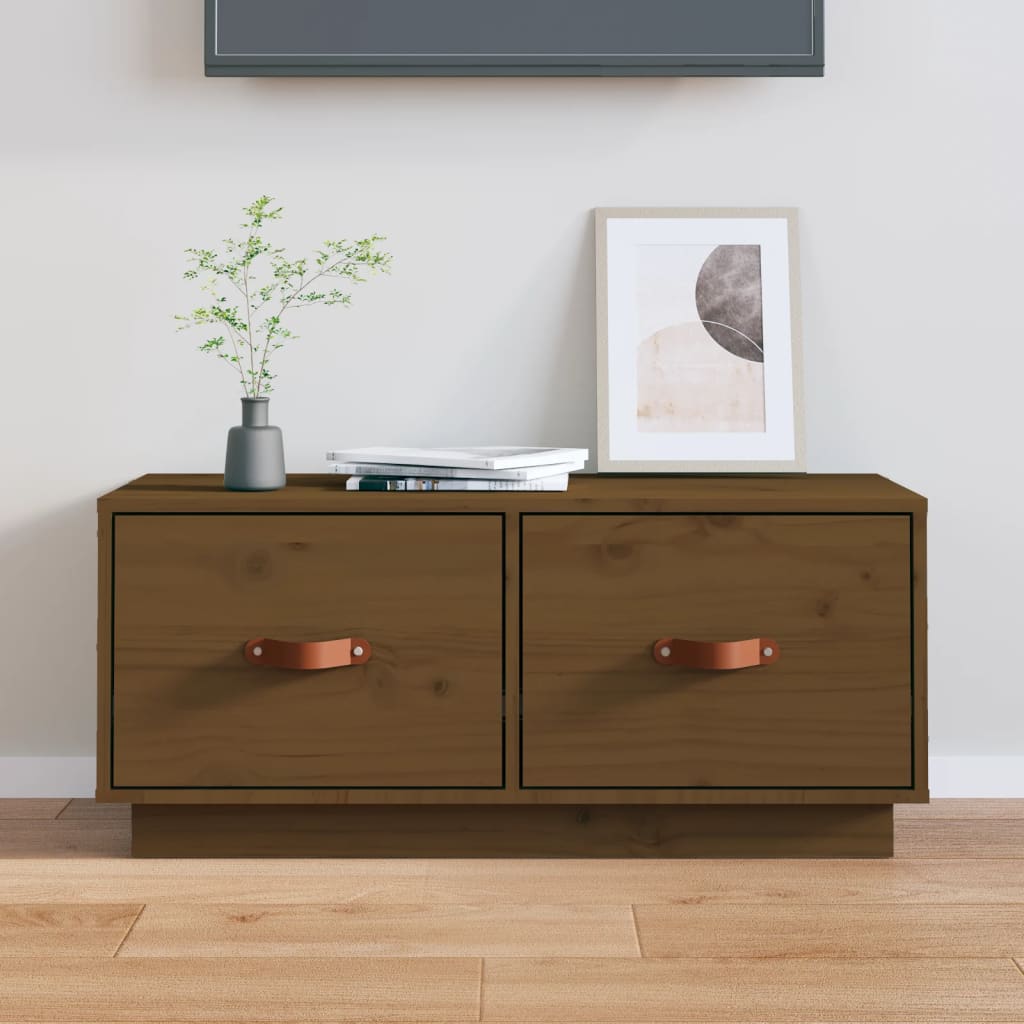 Tv-Meubel 80X34X35 Cm Massief Grenenhout Honingbruin