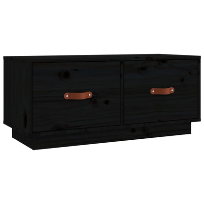 Tv-Meubel 80X34X35 Cm Massief Grenenhout Zwart