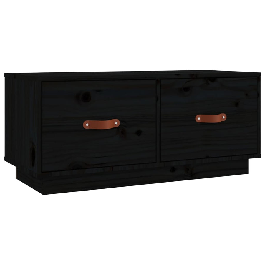 Tv-Meubel 80X34X35 Cm Massief Grenenhout Zwart