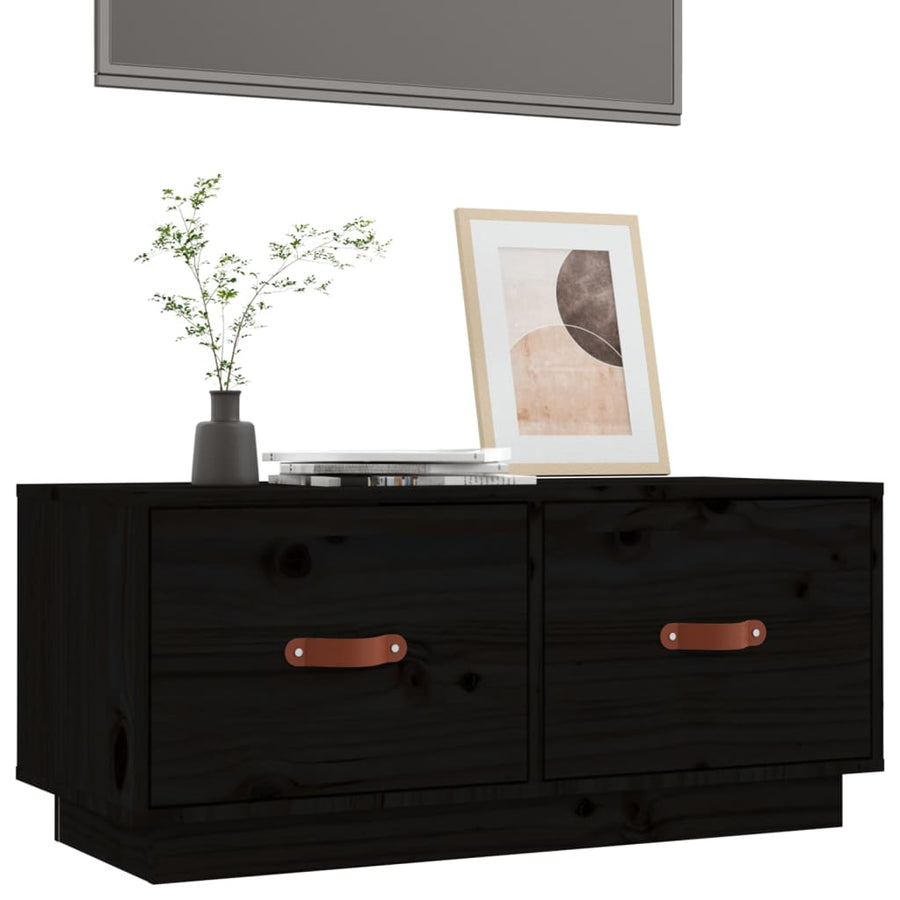 Tv-Meubel 80X34X35 Cm Massief Grenenhout Zwart