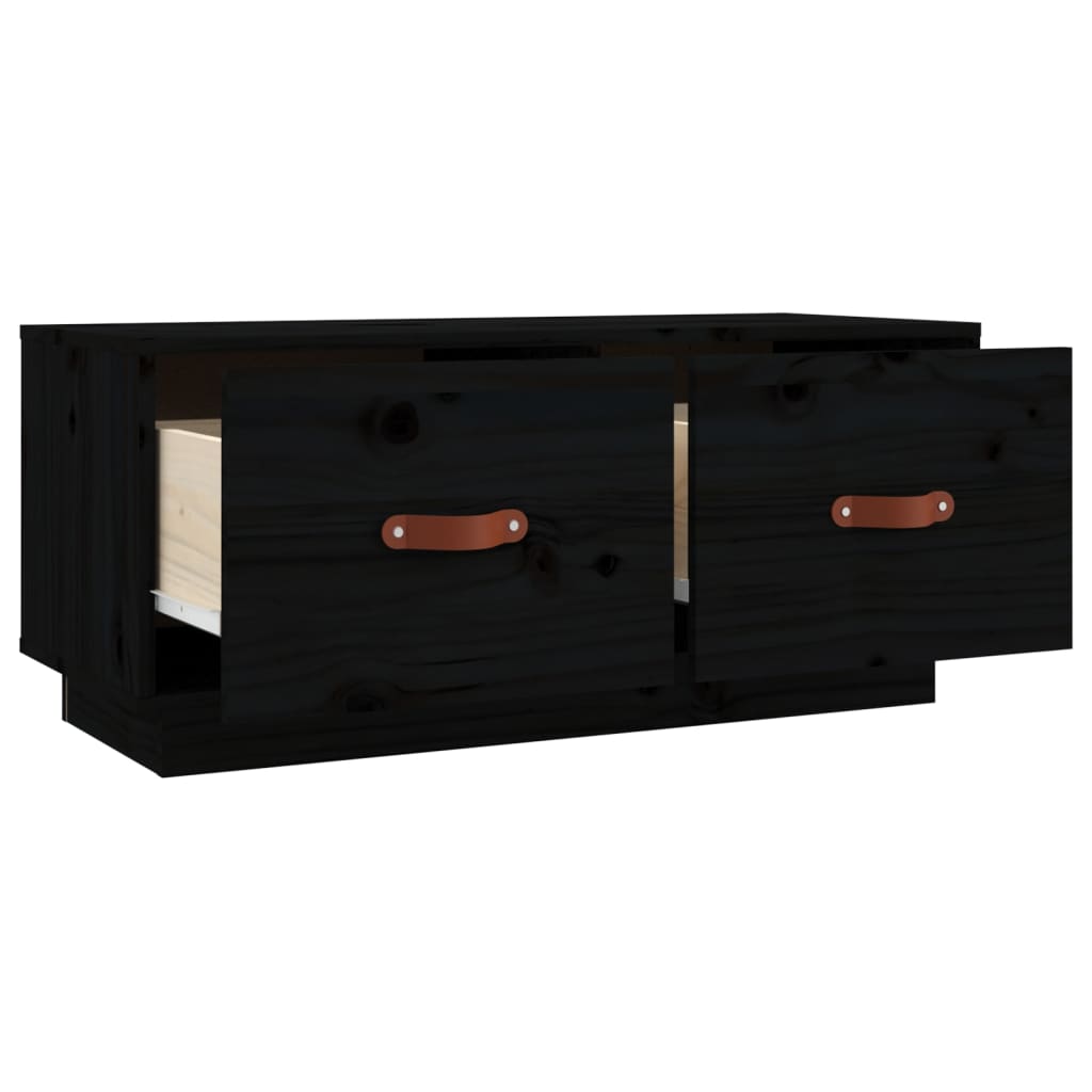 Tv-Meubel 80X34X35 Cm Massief Grenenhout Zwart