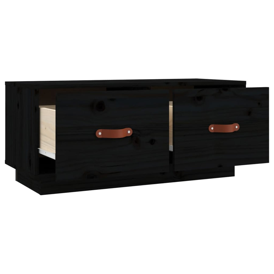 Tv-Meubel 80X34X35 Cm Massief Grenenhout Zwart