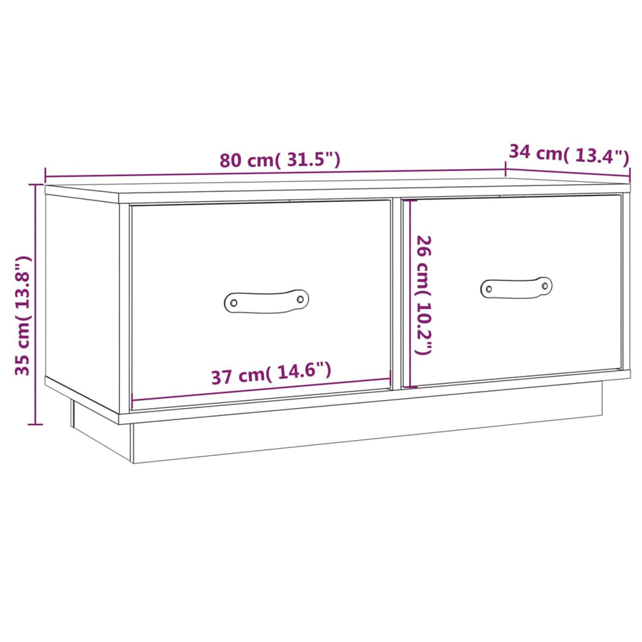 Tv-Meubel 80X34X35 Cm Massief Grenenhout Zwart