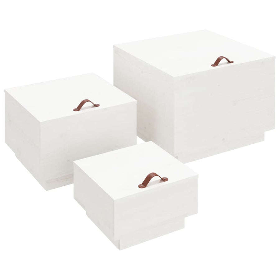 Opbergboxen Met Deksels 3 St Massief Grenenhout Wit