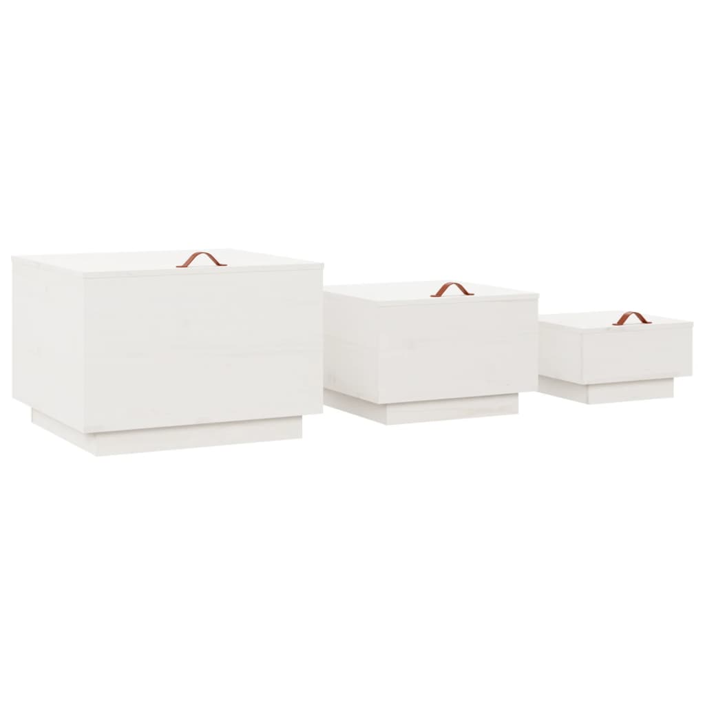 Opbergboxen Met Deksels 3 St Massief Grenenhout Wit