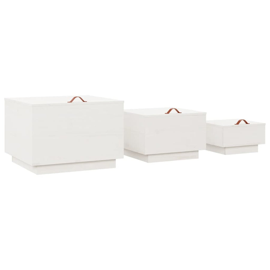 Opbergboxen Met Deksels 3 St Massief Grenenhout Wit