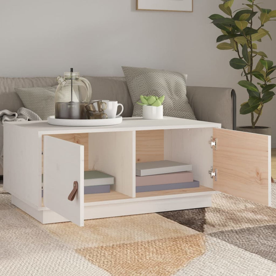 Salontafel 80X50X35 Cm Massief Grenenhout Wit