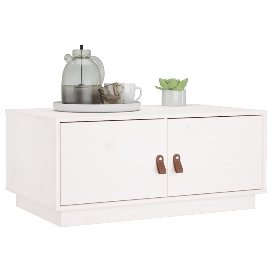 Salontafel 80X50X35 Cm Massief Grenenhout Wit