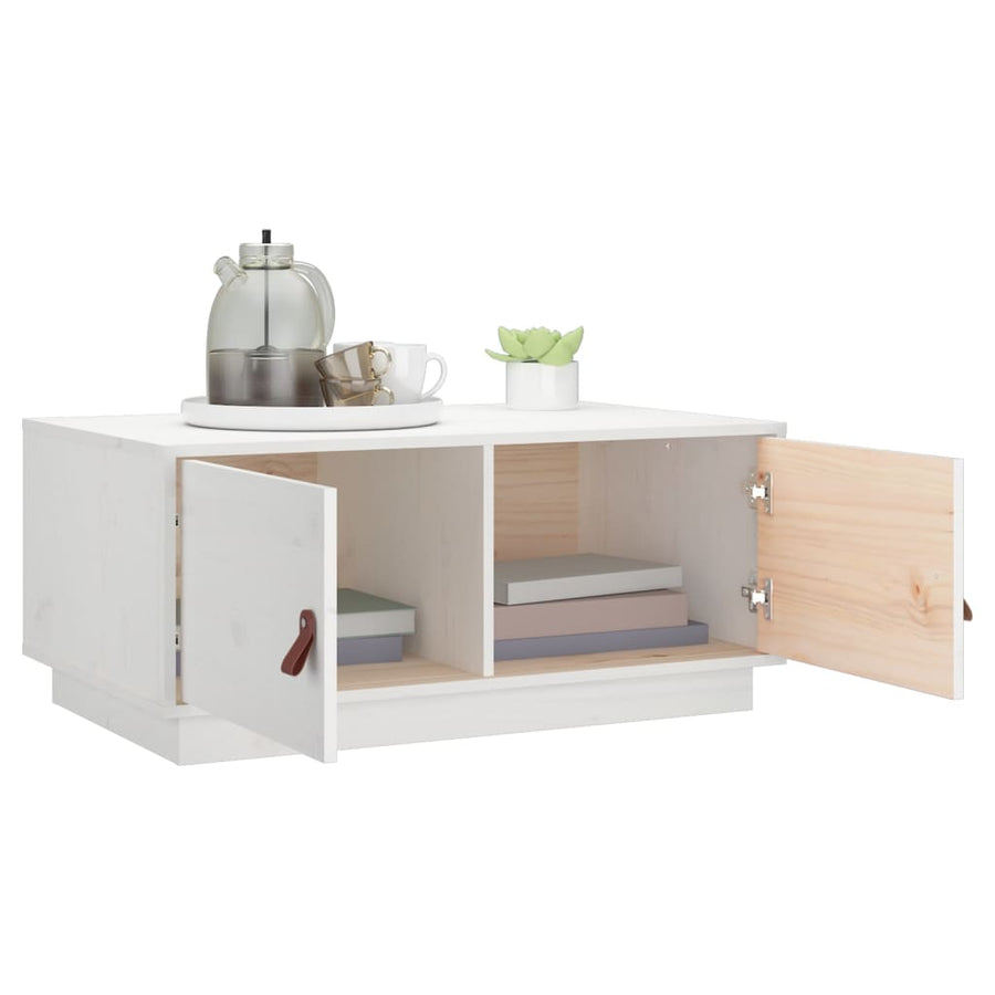 Salontafel 80X50X35 Cm Massief Grenenhout Wit