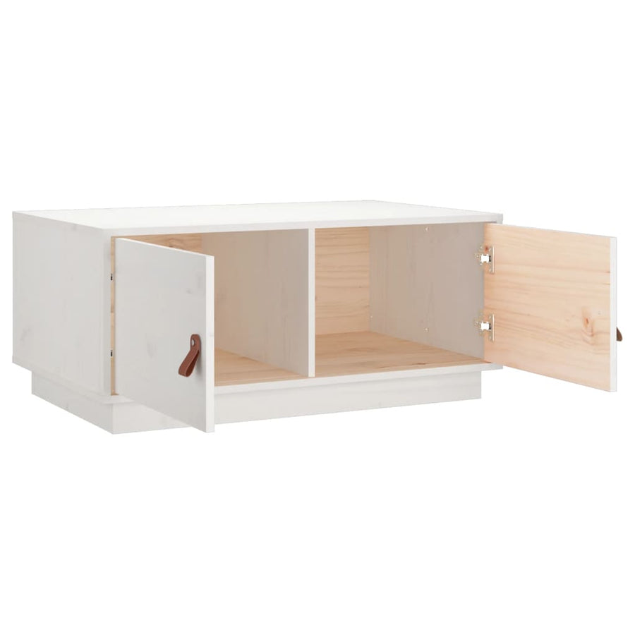 Salontafel 80X50X35 Cm Massief Grenenhout Wit