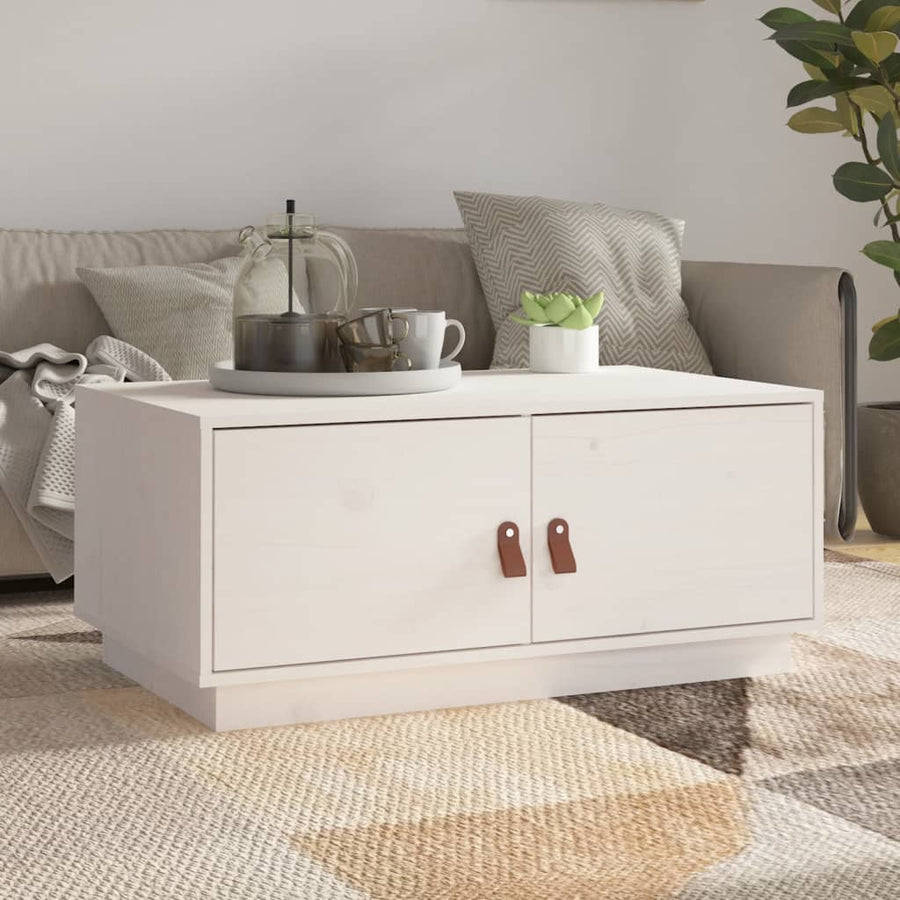 Salontafel 80X50X35 Cm Massief Grenenhout Wit