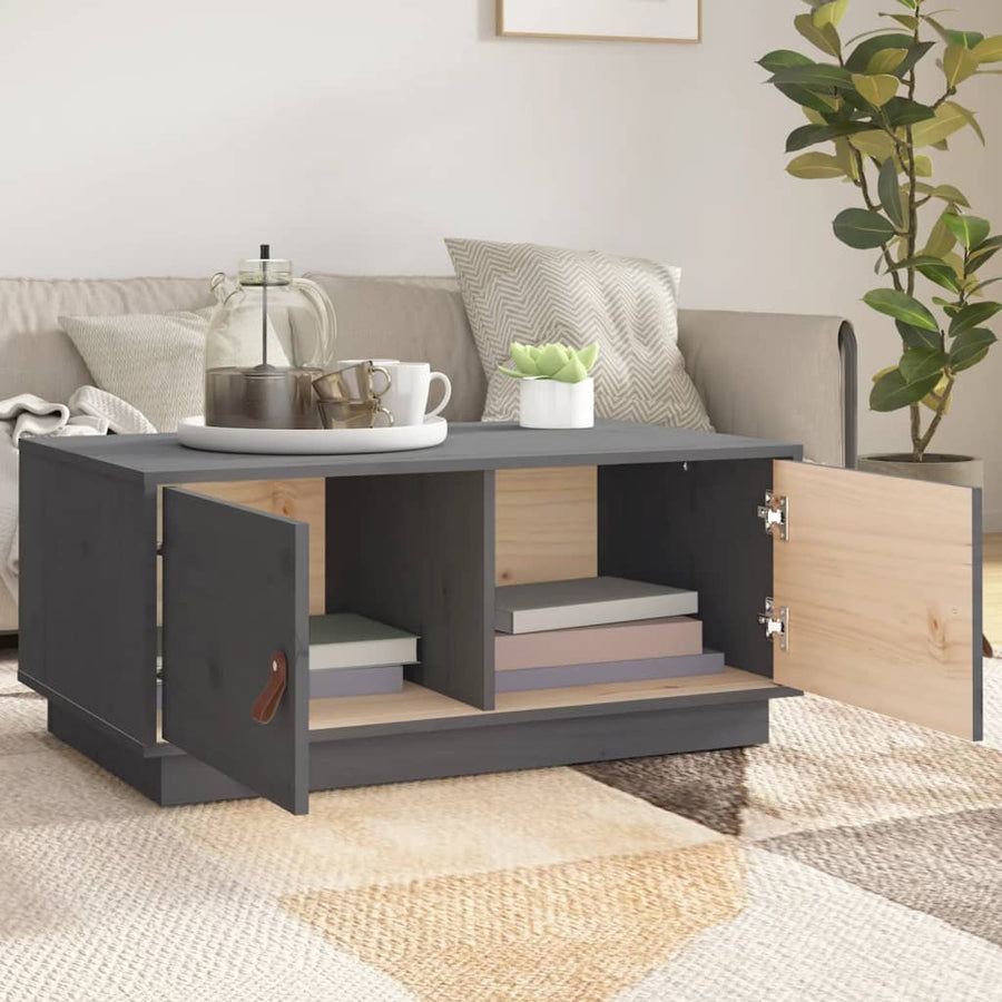 Salontafel 80X50X35 Cm Massief Grenenhout Grijs