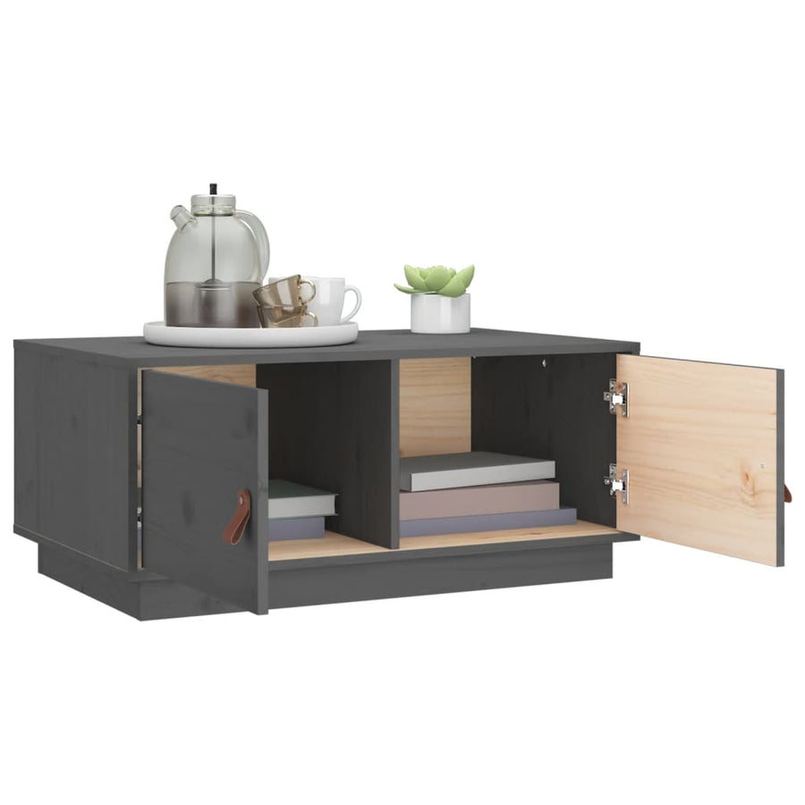 Salontafel 80X50X35 Cm Massief Grenenhout Grijs