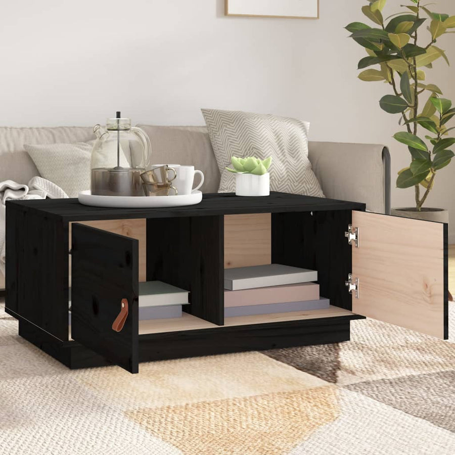 Salontafel 80X50X35 Cm Massief Grenenhout Zwart