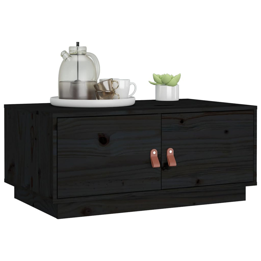 Salontafel 80X50X35 Cm Massief Grenenhout Zwart