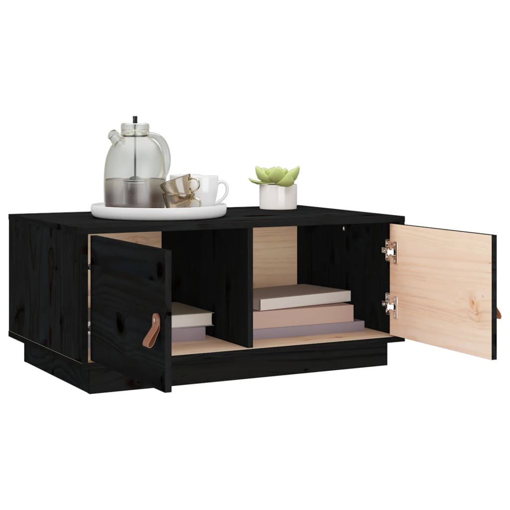 Salontafel 80X50X35 Cm Massief Grenenhout Zwart