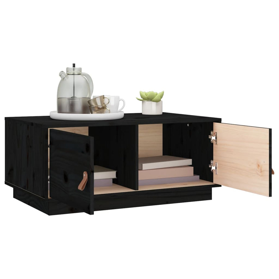 Salontafel 80X50X35 Cm Massief Grenenhout Zwart