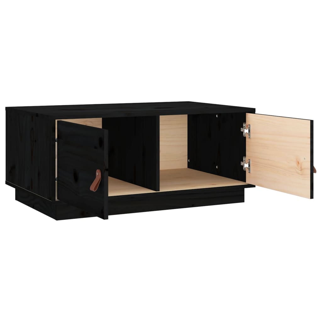 Salontafel 80X50X35 Cm Massief Grenenhout Zwart