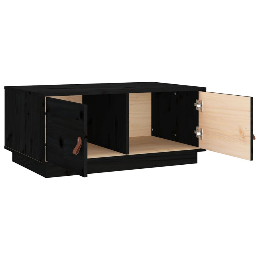 Salontafel 80X50X35 Cm Massief Grenenhout Zwart