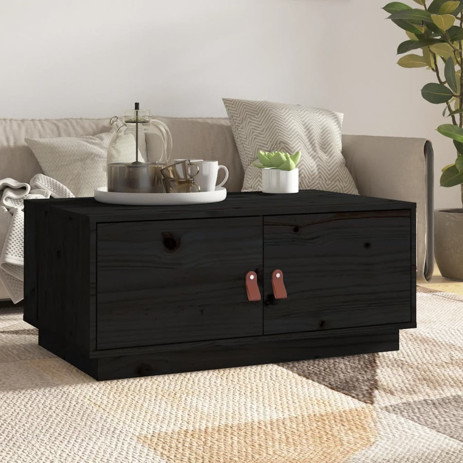 Salontafel 80X50X35 Cm Massief Grenenhout Zwart