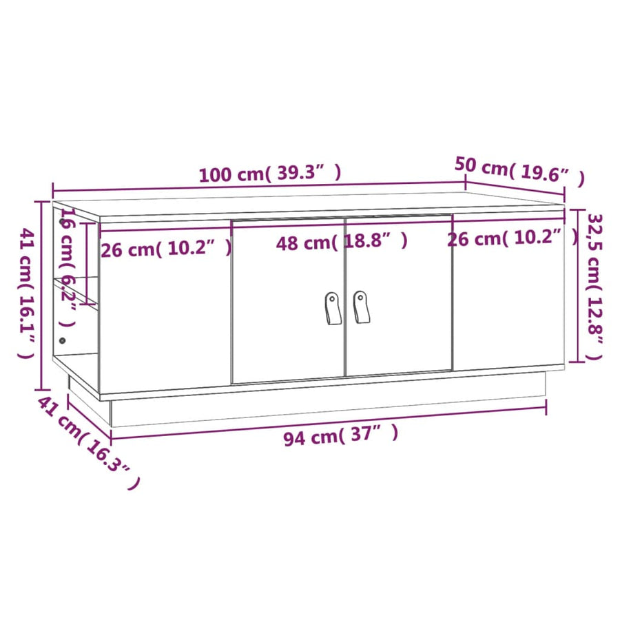 Salontafel 00X50X4 Cm Massief Grenenhout Wit
