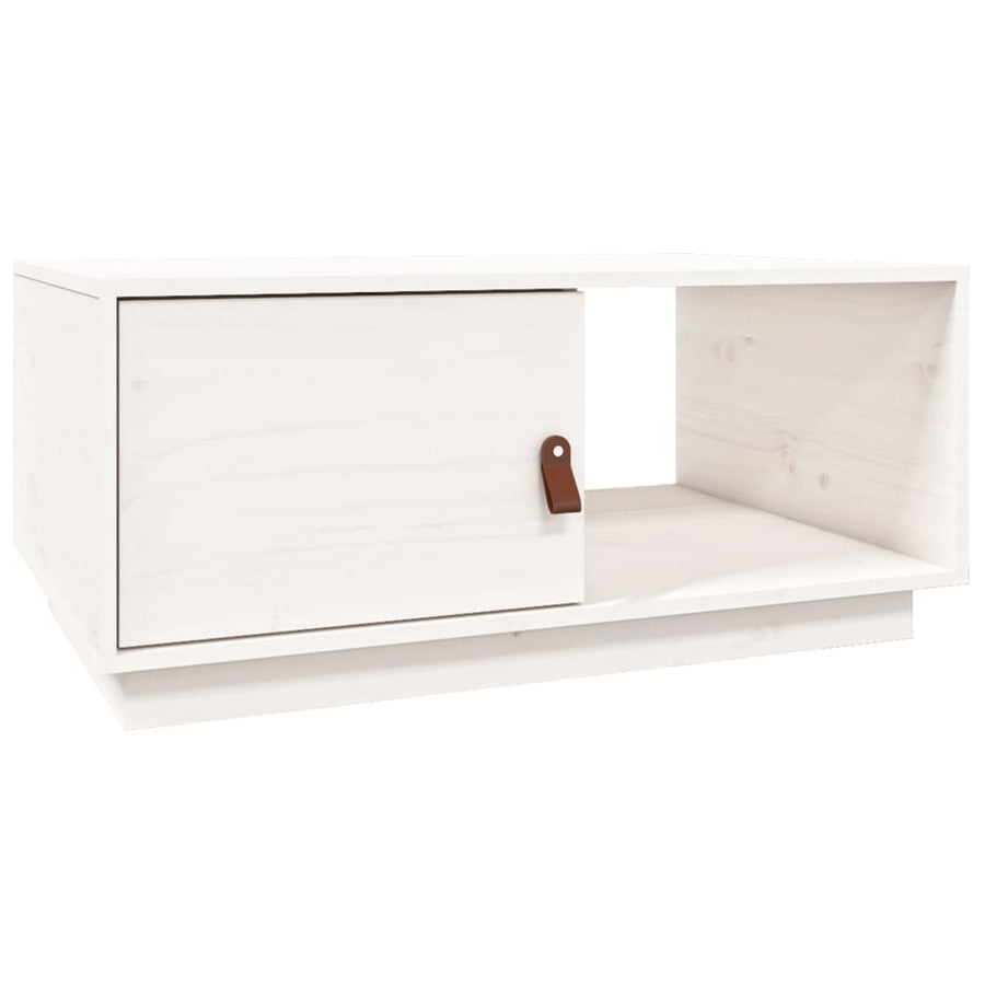 Salontafel 80X50X35,5 Cm Massief Grenenhout Wit
