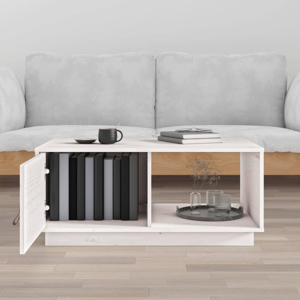 Salontafel 80X50X35,5 Cm Massief Grenenhout Wit