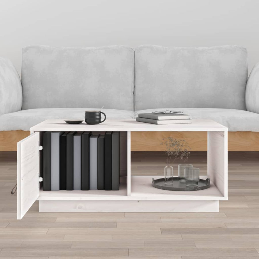 Salontafel 80X50X35,5 Cm Massief Grenenhout Wit