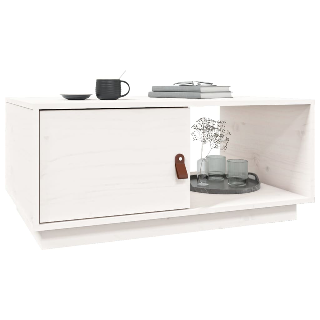 Salontafel 80X50X35,5 Cm Massief Grenenhout Wit