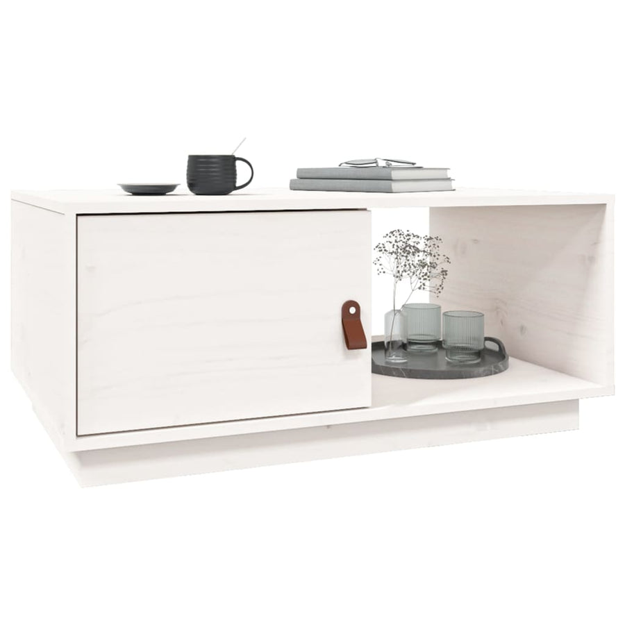 Salontafel 80X50X35,5 Cm Massief Grenenhout Wit