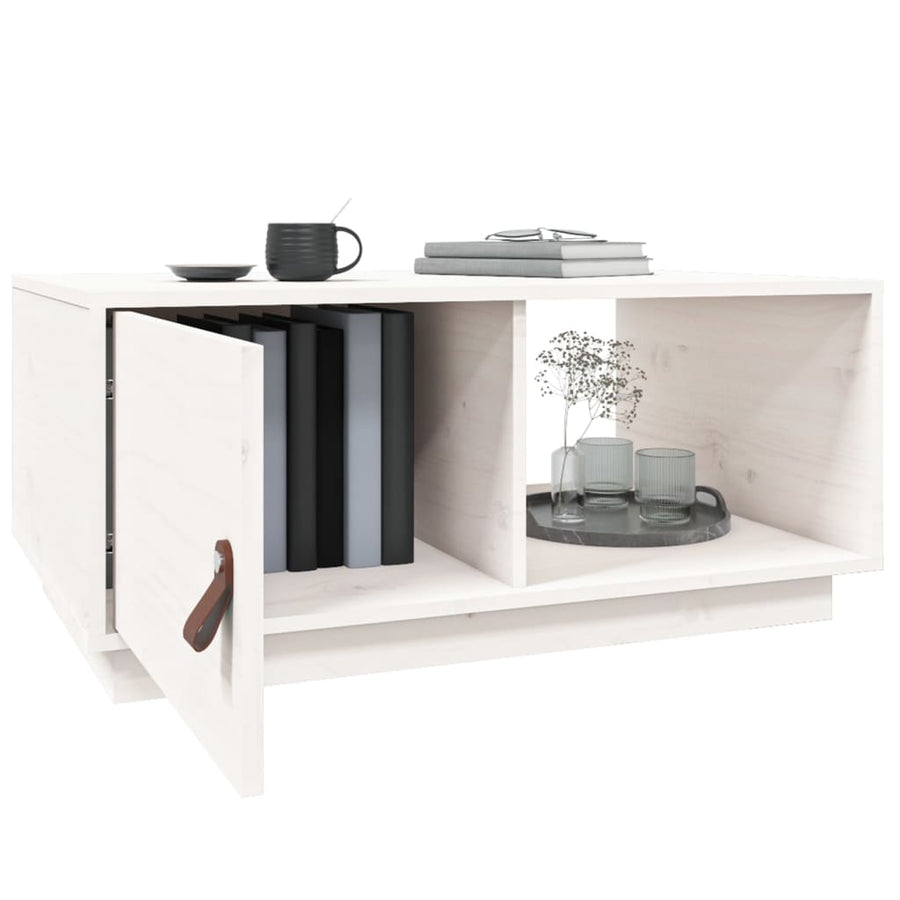 Salontafel 80X50X35,5 Cm Massief Grenenhout Wit