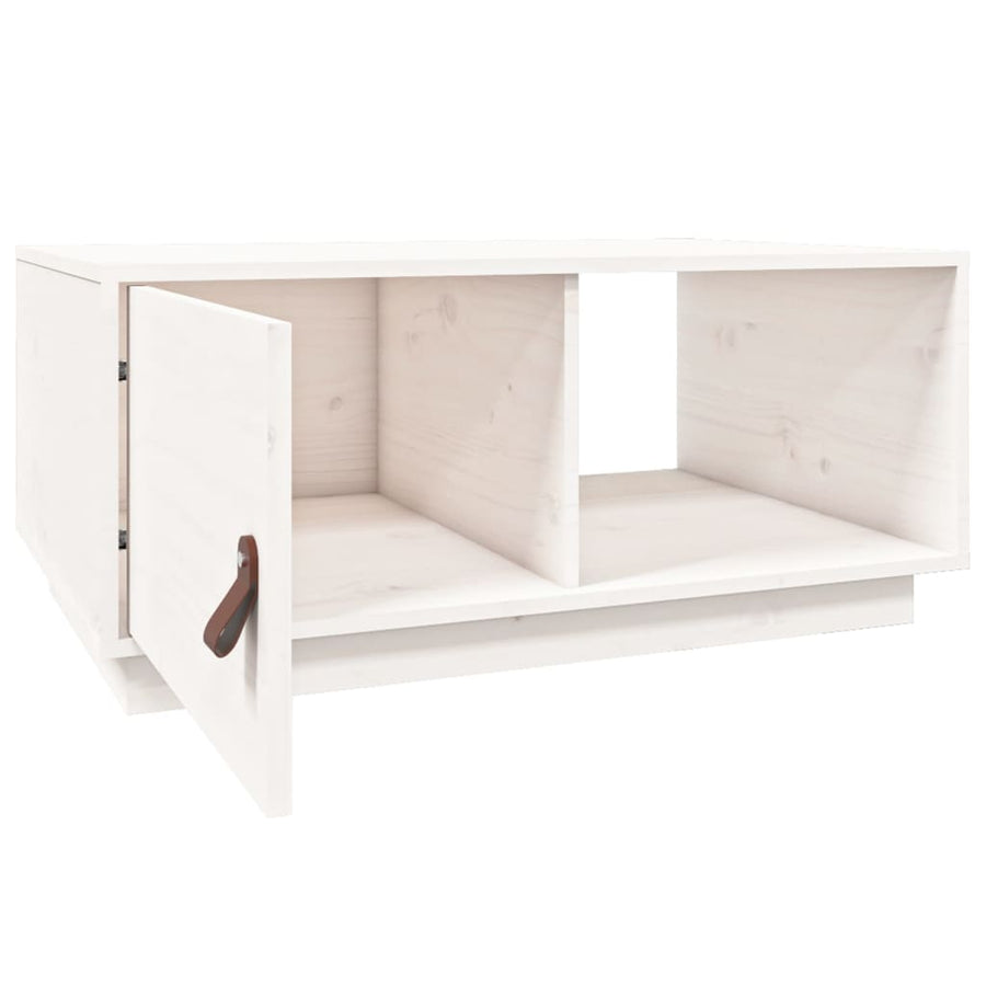 Salontafel 80X50X35,5 Cm Massief Grenenhout Wit