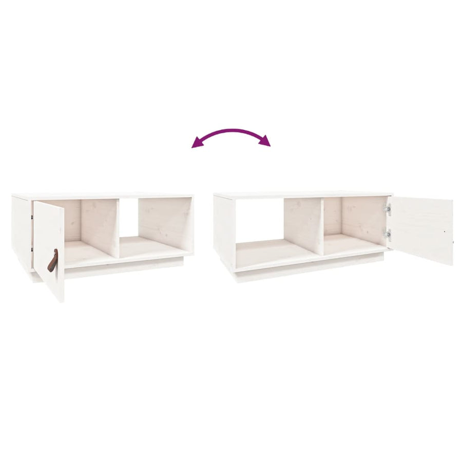 Salontafel 80X50X35,5 Cm Massief Grenenhout Wit