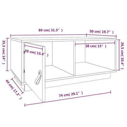 Salontafel 80X50X35,5 Cm Massief Grenenhout Wit
